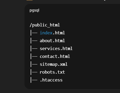 เว็บไซต์สแตติกเต็มรูปแบบ พร้อม Clean URL (ไม่แสดง .html) ใช้ Apache mod_rewrite, sitemap.xml, และ robots.txt